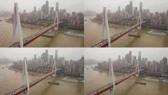 航拍重庆大桥视角高清在线视频素材下载