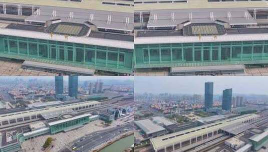 江苏常州火车站航拍天宁区城市地标风景风光高清在线视频素材下载