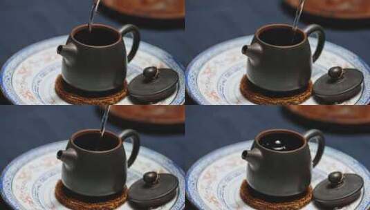 泡茶倒茶中式饮茶紫陶壶C0079高清在线视频素材下载