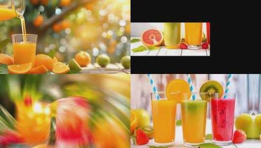 夏季饮品鲜榨果汁高清在线视频素材下载
