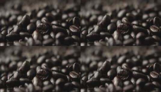 深色烘焙咖啡豆的特写高清在线视频素材下载