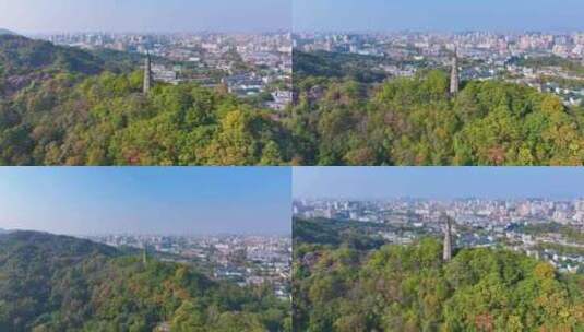 浙江杭州西湖景区宝石山保俶塔航拍旅游风景高清在线视频素材下载