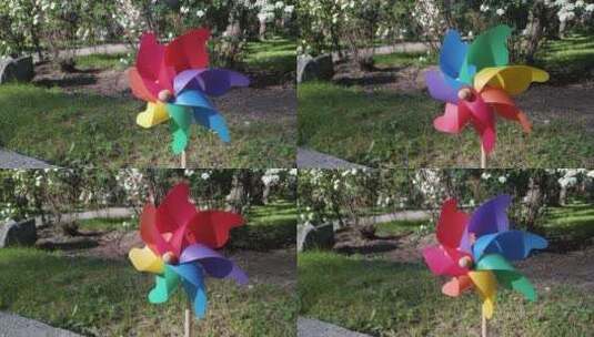 彩色的纸风车高清在线视频素材下载