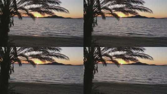 黄昏时分的海滩景观高清在线视频素材下载