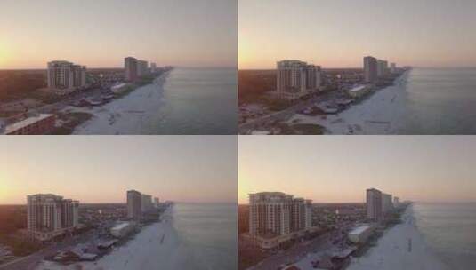  无人机拍摄的建筑海滩海岸线高清在线视频素材下载