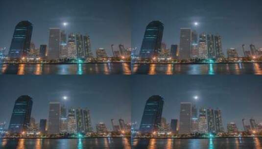 沿海城市夜景延时高清在线视频素材下载
