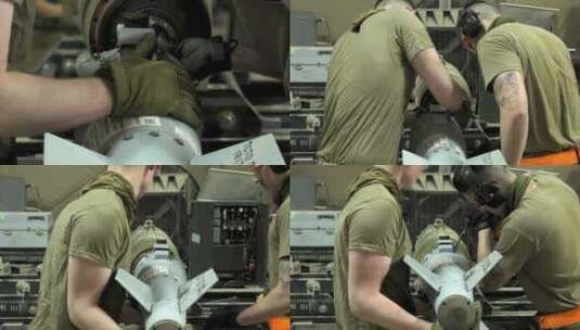 空军飞行员在组装武器高清在线视频素材下载