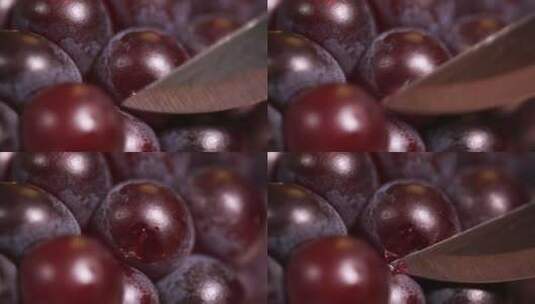 刀尖刮下葡萄表面蚧壳虫卵高清在线视频素材下载