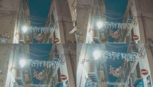 挂满圣诞节装饰的街道高清在线视频素材下载