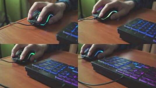 玩家使用照明键盘玩游戏高清在线视频素材下载