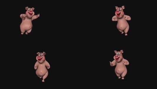卡通猪跳舞高清在线视频素材下载