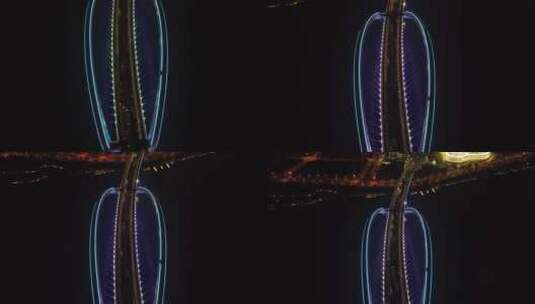 航拍广西南宁城市夜景交通高清在线视频素材下载