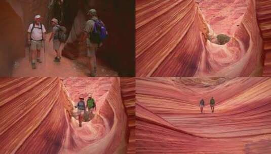 游客在帕里亚峡谷攀登高清在线视频素材下载