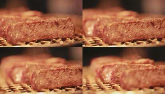 韩式篦子烤肉炭火烧烤高清在线视频素材下载