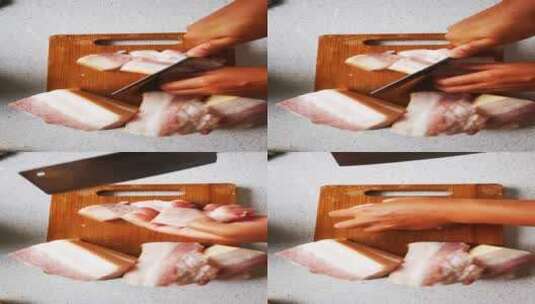 实拍 红烧肉 制作 切肉 猪肉高清在线视频素材下载