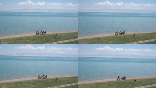 青海湖 唯美 岸边 旅游 步行高清在线视频素材下载