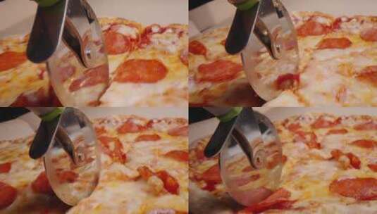 披萨 披萨饼 意大利 香肠披萨 美食高清在线视频素材下载