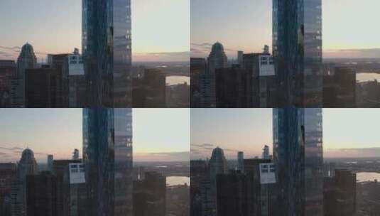 日落时的摩天大楼和建筑物高清在线视频素材下载