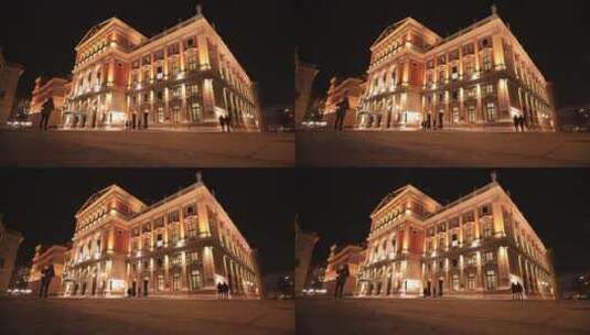 奥地利 维也纳 歌剧院 夜景 高速 金色大厅高清在线视频素材下载