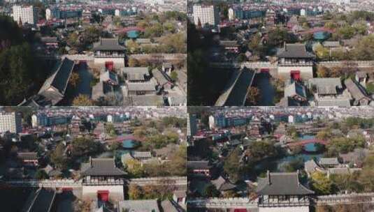 金华横店影视城清明上河图航拍4K风光高清在线视频素材下载