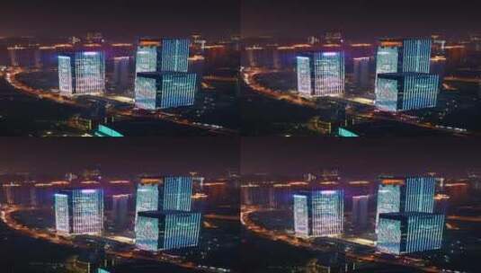 长沙楷林国际大厦夜景-竖版高清在线视频素材下载