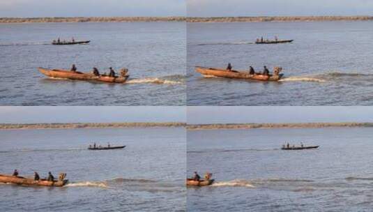 乌苏里江上打渔船高清在线视频素材下载