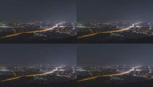 杭州城市半山夜景车轨延时高清在线视频素材下载