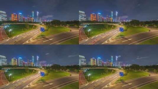 珠江新城广州大桥夜景延时高清在线视频素材下载