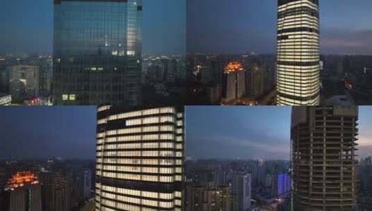浦西徐家汇中心写字楼航拍空镜高清在线视频素材下载