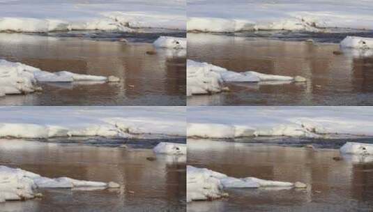 冰雪融化河流潺潺高清在线视频素材下载