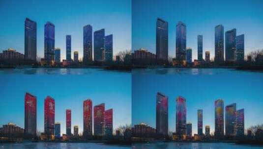 北京都市风光白转黑灯光秀4K延时拍摄高清在线视频素材下载