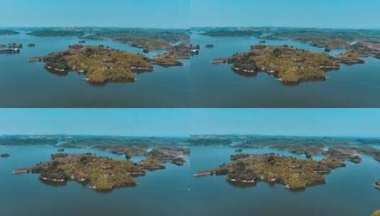 重庆长寿湖寿字形状航拍高清在线视频素材下载