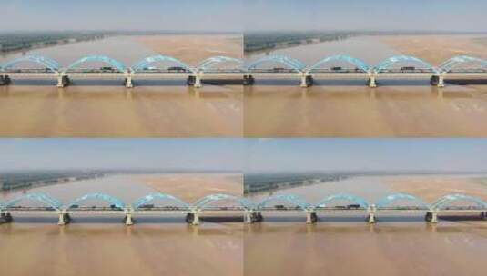 航拍郑州黄河大桥高清在线视频素材下载