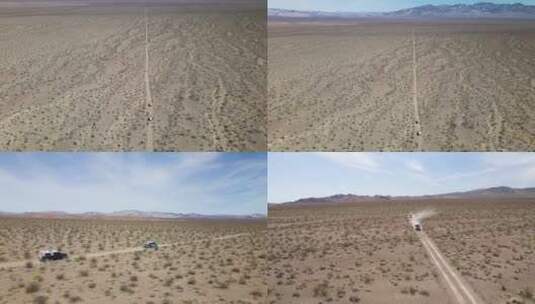 汽车驶过荒漠航拍 尘土飞扬高清在线视频素材下载