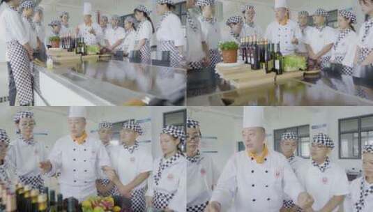 厨师现场教学做西餐高清在线视频素材下载