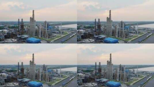 石油化工企业炼油厂4k航拍高清在线视频素材下载