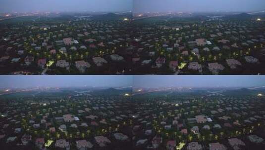 上海紫园高端别墅群建筑夜景高清在线视频素材下载