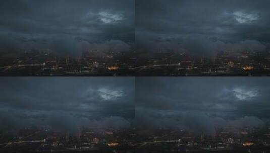 洛阳阴雨天云雾缭绕城市航拍宣传片高清在线视频素材下载