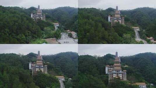 广西梧州白云山景区四恩禅寺山顶宝塔高清在线视频素材下载