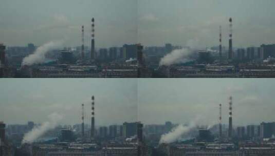城市工业建筑，排烟污染，碳排放高清在线视频素材下载