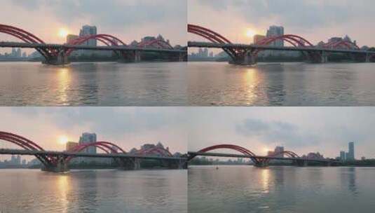 广西柳州柳江文惠桥日落夕阳高清在线视频素材下载