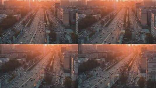 航拍俄罗斯城市日落美景高清在线视频素材下载