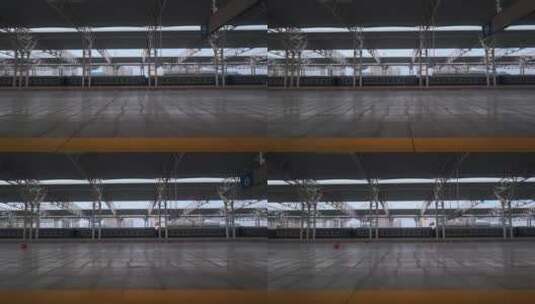 城市交通高铁车站缓缓启动的列车4k素材高清在线视频素材下载