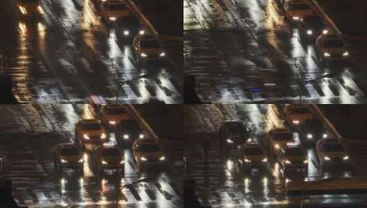城市雨天交通道路车流高清在线视频素材下载