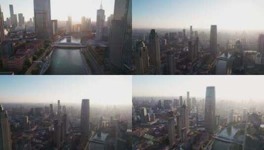 天津环球金融中心航拍高清在线视频素材下载