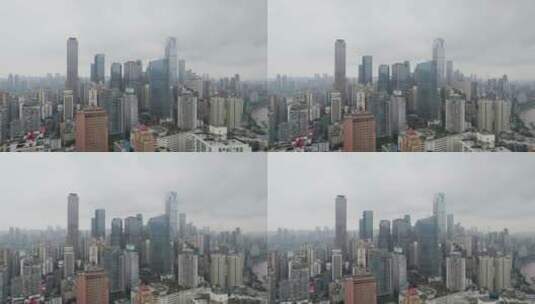 4K航拍阴天的重庆主城区高清在线视频素材下载