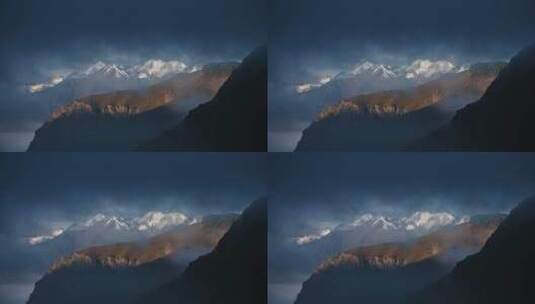 白雪覆盖的山脉景观高清在线视频素材下载