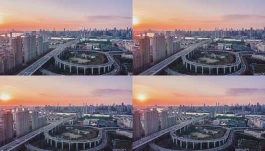 上海南浦大桥日落下的交通车流高清在线视频素材下载