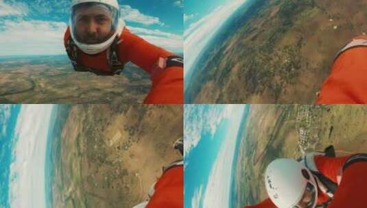 男人体验极限运动跳伞高清在线视频素材下载