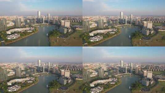 4k 航拍苏州城市建筑景观高清在线视频素材下载